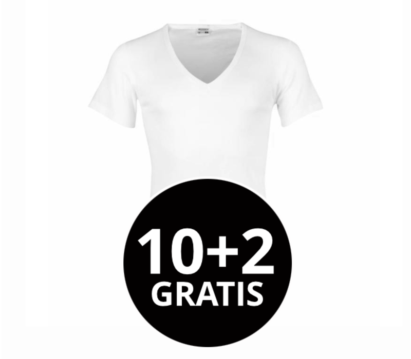 Beeren Heren Diepe V-Hals T-Shirt Extra Lang M3000 Wit Mega voordeelpack