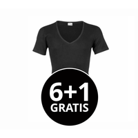 Beeren Heren Diepe V-Hals T-Shirt Extra Lang M3000 Zwart voordeelpack