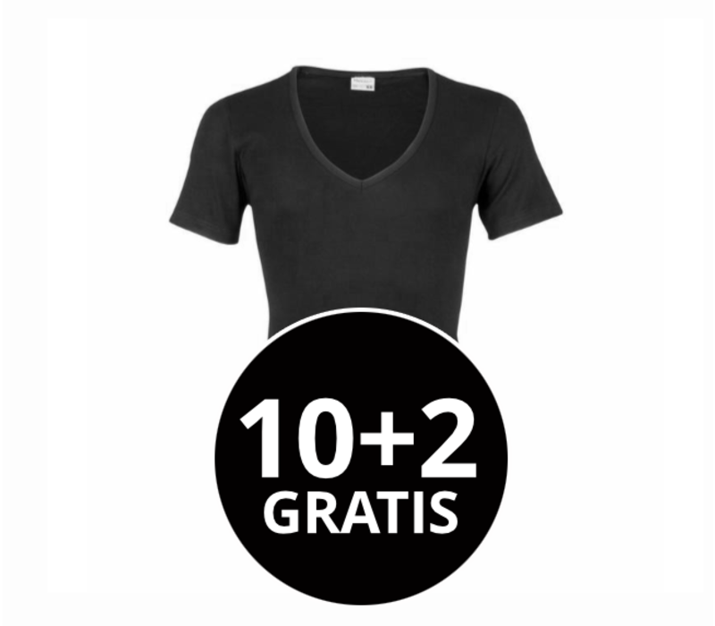 Beeren Heren Diepe V-Hals T-Shirt Extra Lang M3000 Zwart Mega voordeelpack