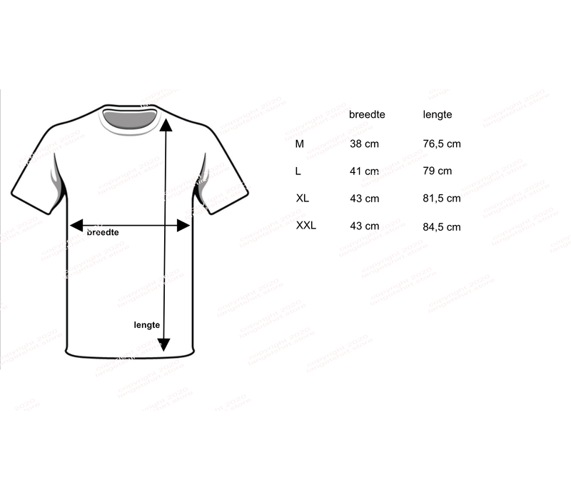 heren diepe V-hals T-shirt extra lang M3000 wit