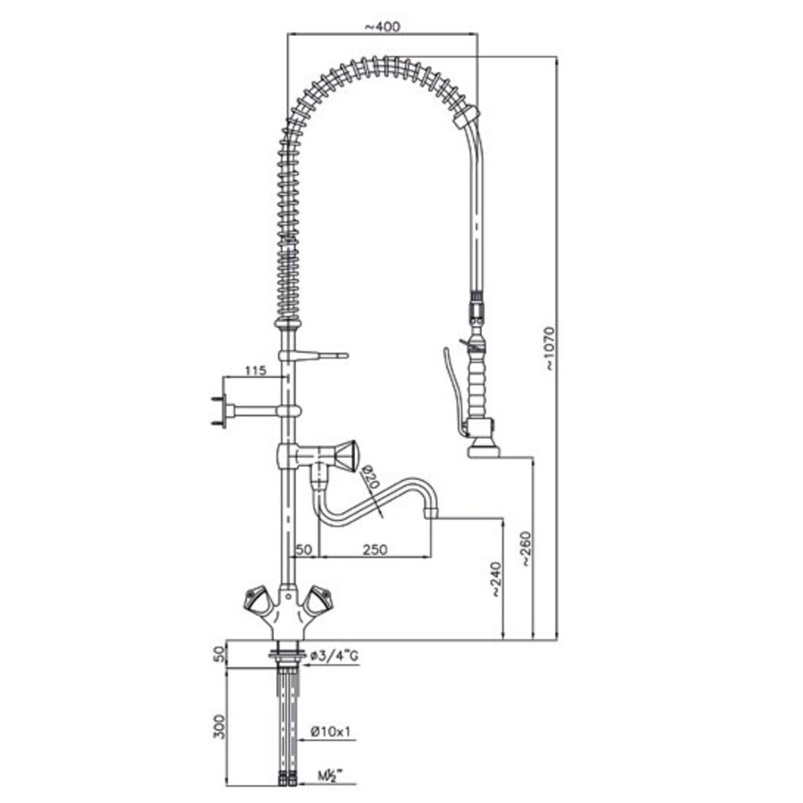 Voorspoeldouche met Mengkraan