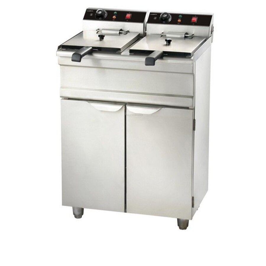 Elektrische friteuse met onderkast - 2 x 13 Liter