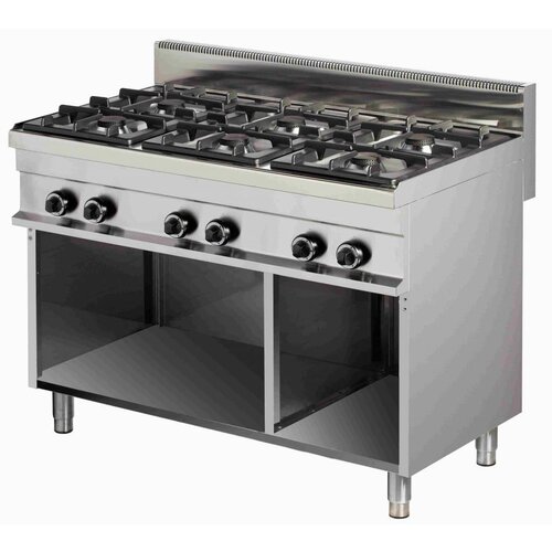  Combisteel Fornuis Gas Open Onderstel | 6 Branders 