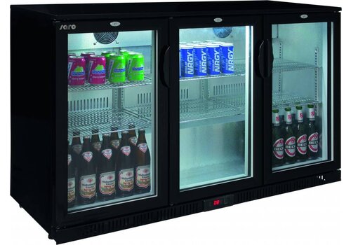  HorecaTraders Barkoeler Zwart 3 Deurs 135x52x85 cm | Laag model 