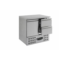 Gekoelde werkbank RVS 1 deur 2 laden | 90 x 70 x 87 cm