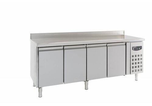  Combisteel Koelwerkbank RVS 4 Deurs met Spatrand | 223 x 70 x 86/96 cm 