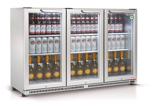  HorecaTraders Barkoeler zilver met 3 klapdeuren 86,5 x 135,0 x 49,5 