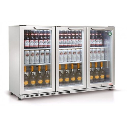  HorecaTraders Barkoeler zilver met 3 klapdeuren 86,5 x 135,0 x 49,5 