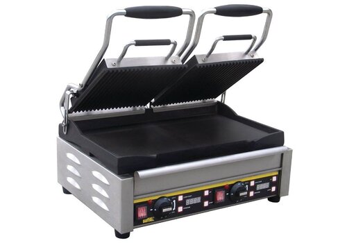  Buffalo Dubbele Contact Grill - Boven Geribbeld - Onder Glad 