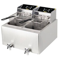 Dubbele friteuse met tijdklok - 8 + 8 Liter - 2900W