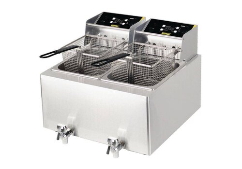  Buffalo Dubbele friteuse met tijdklok - 8 + 8 Liter - 2900W 