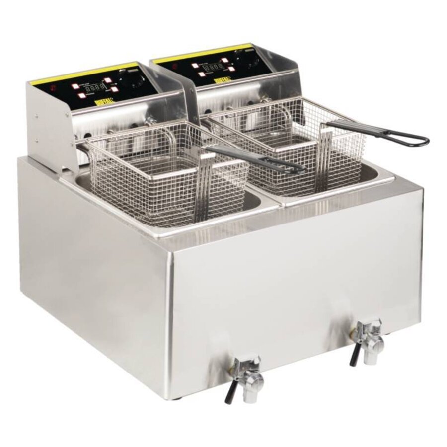 Dubbele friteuse met tijdklok - 8 + 8 Liter - 2900W