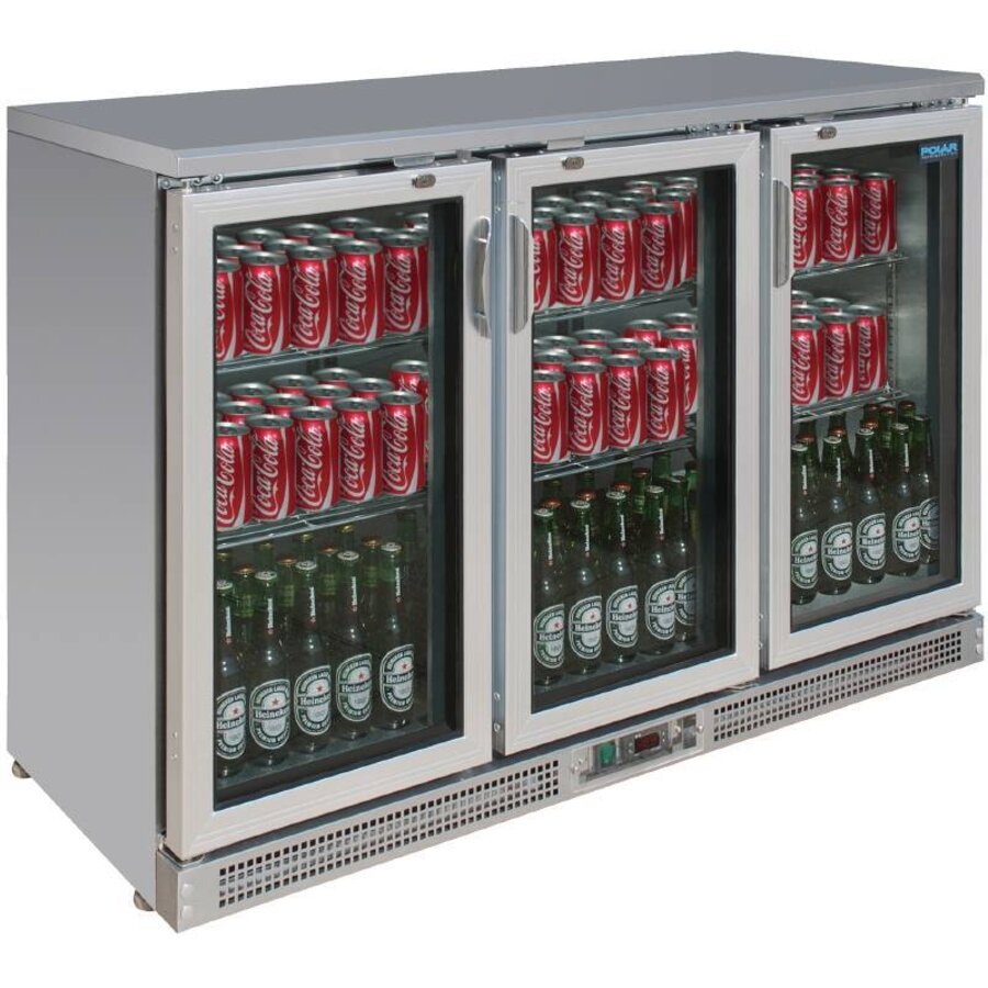 Bardisplay RVS 3 klapdeuren | 92,5x135x54 cm