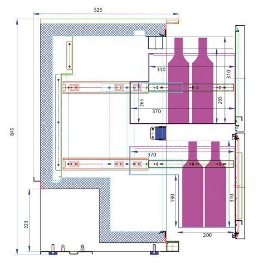 Onderbouw koelkast met 2 laden