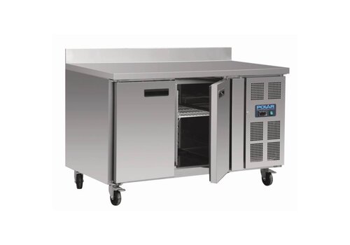  Polar RVS 2-deurs koelwerkbank met spatrand | 96 x 136 x 70 cm 