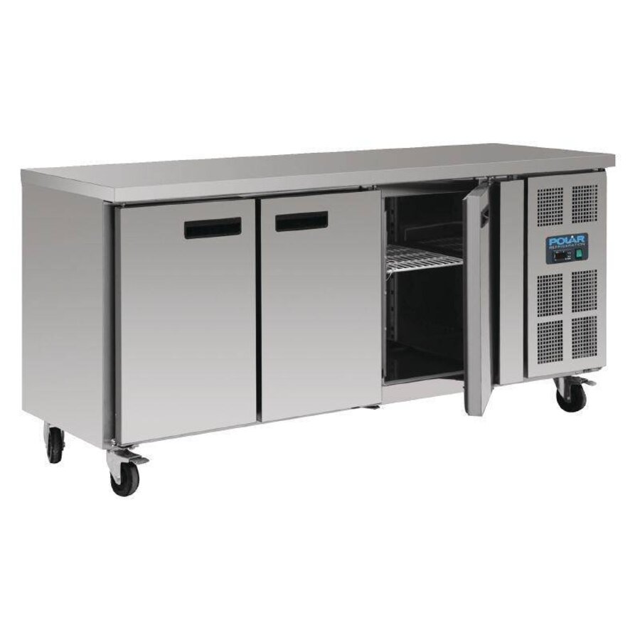 RVS werkbank met wielen 3-deurs | 86 x 180 x 70 cm