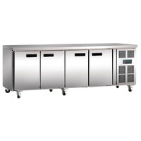 Koelwerkbank RVS 4-deurs en wielen | 86 x 223 x 60 cm