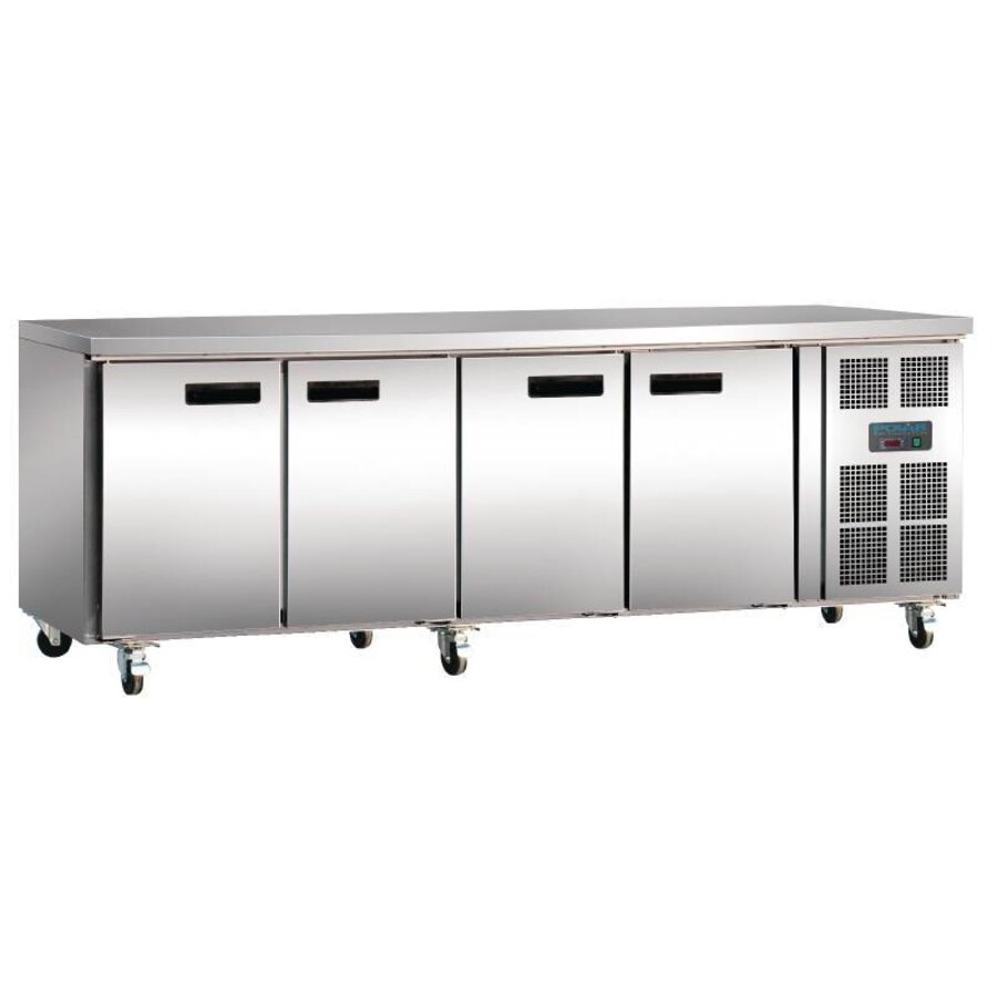 Koelwerkbank RVS 4-deurs en wielen | 86 x 223 x 60 cm