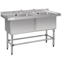 Roestvrijstalen spoeltafel | Dubbele afwasbak | 141x60x90 cm