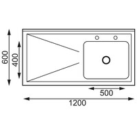 Spoeltafel RVS | spoelbak rechts | 120x60x90 cm