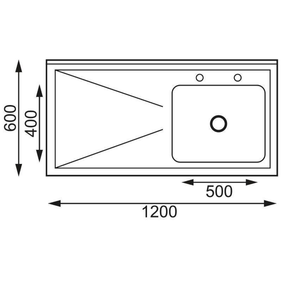 Spoeltafel RVS | spoelbak rechts | 120x60x90 cm