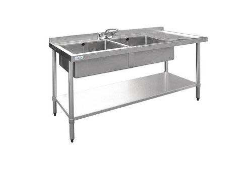  Vogue Spoeltafel RVS | 2 bakken links |150x60x90 cm 