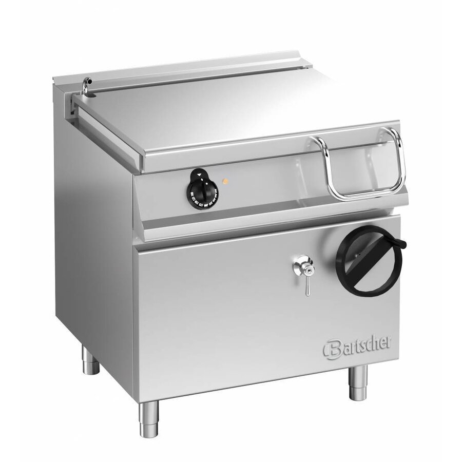 Elektrische kantelbare braadpan met hand bediend kantelwiel