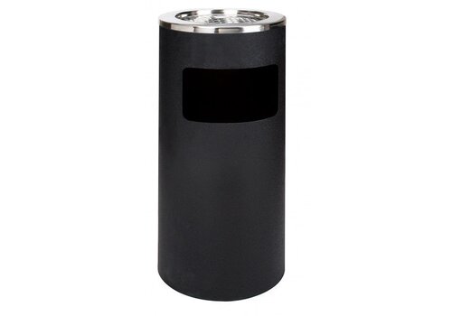  Saro Horeca afvalbak rond zwart met asbak 