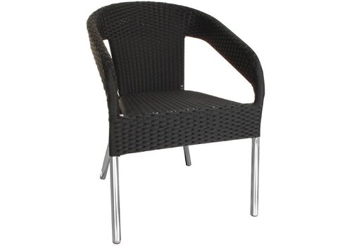  HorecaTraders Luxe Rotan Stoelen Zwart Stapelbaar | set 4 stuks 