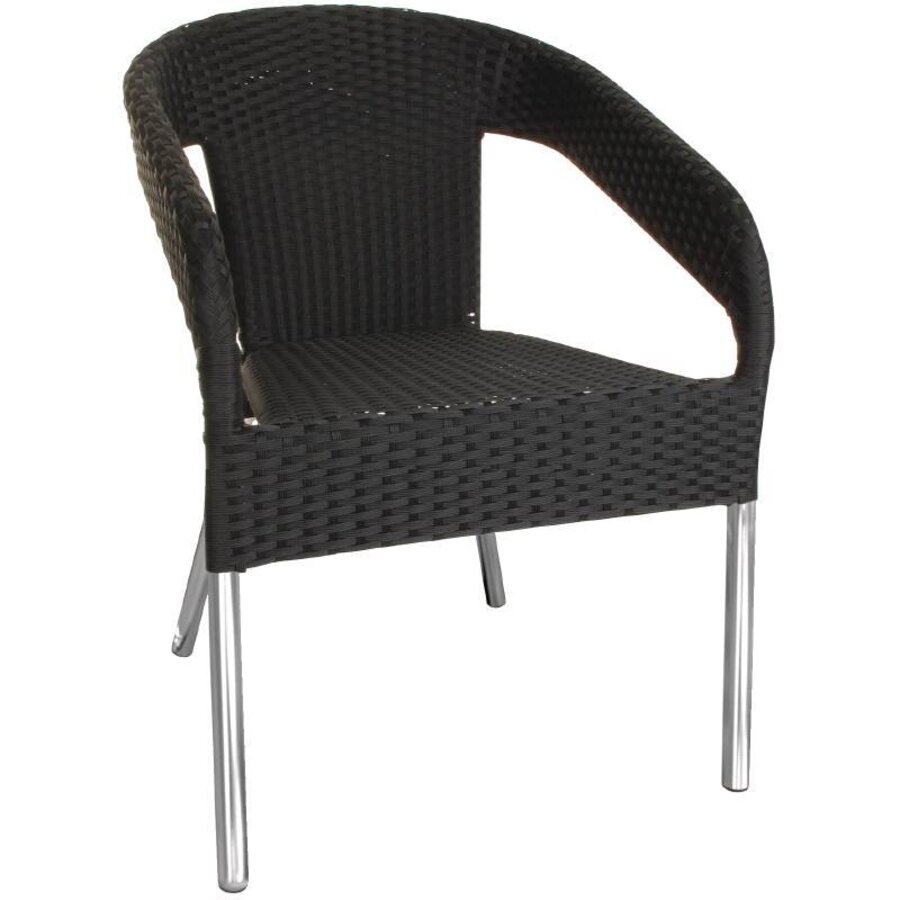 Luxe Rotan Stoelen Zwart Stapelbaar | set 4 stuks