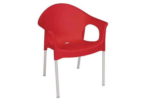  Bolero Kunststof Stoel Met Armleuning Rood | 4 Stuks 