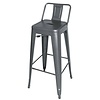 HorecaTraders Gun Metal grijs Steel Bistro High Stool with backrest (per 4)