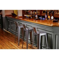 Gun Metal grijs Steel Bistro High Stool with backrest (per 4)