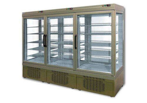  HorecaTraders Gebakvitrines met 3 glazen deuren - TOPPER 