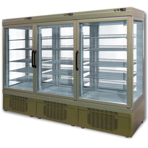  HorecaTraders Gebakvitrines met 3 glazen deuren - TOPPER 