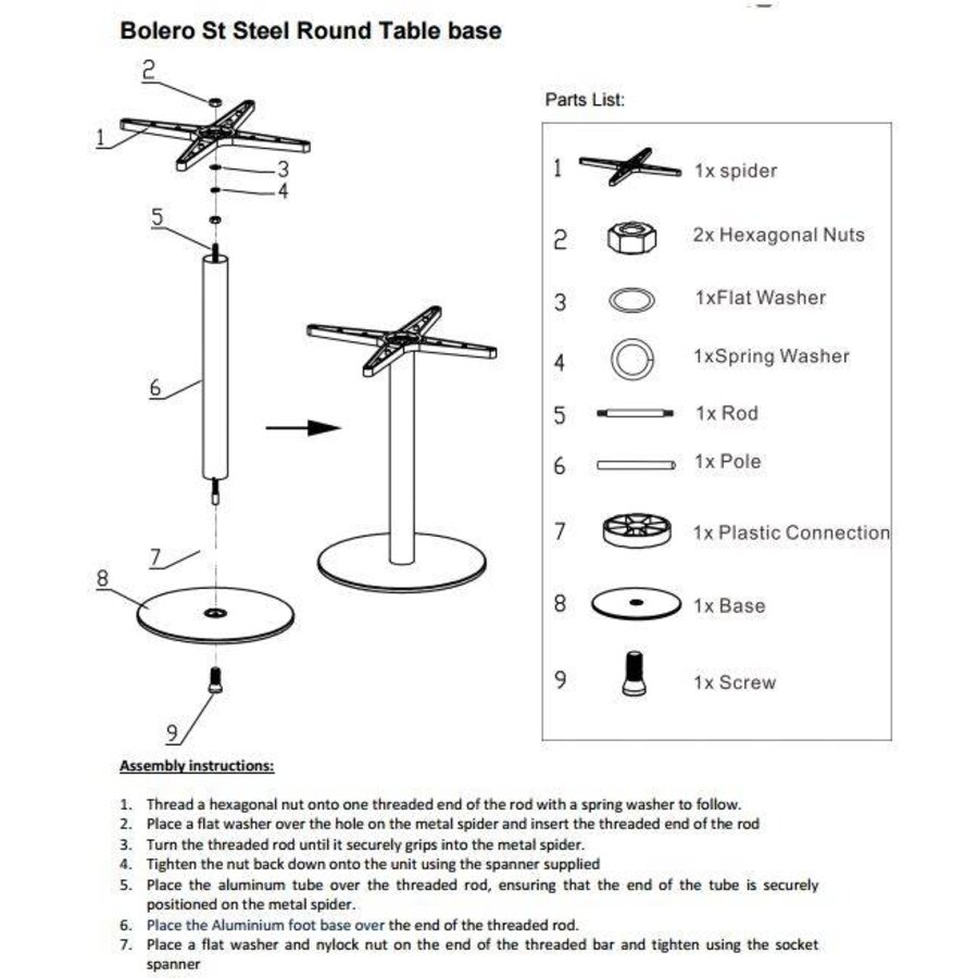 Tafelpoot RVS Rond Zilver- 68 cm