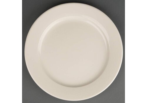  Olympia Porselein bord met Brede Rand Ivoor|  25 cm (stuks 12) 