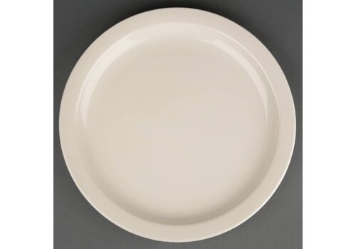  Olympia Porselein Bord met Smalle Rand Ivoor | 28cm (stuks 6) 