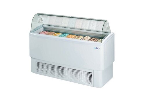  HorecaTraders IJsvitrine Gebogen voorruit  Wit |12+(12) Bakken 