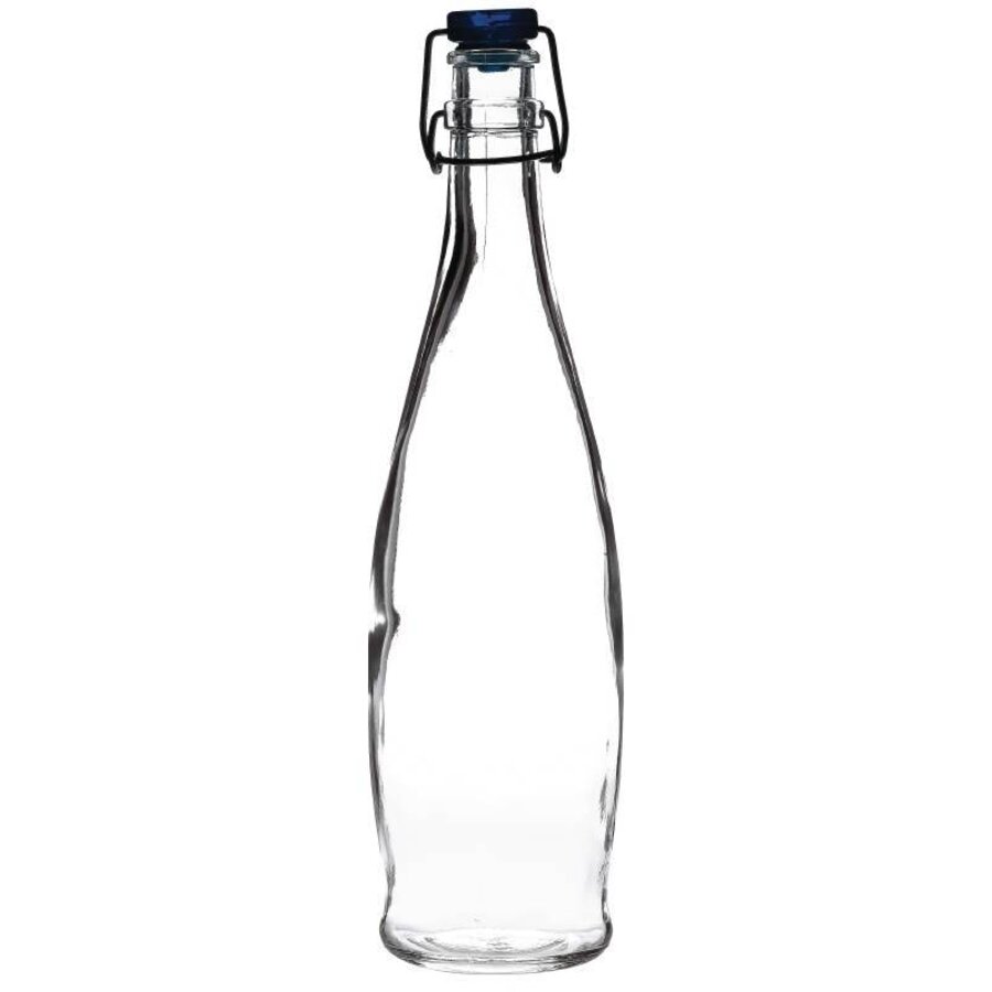 Glazen waterflessen met beugelsluiting, 1 l (6 stuks)