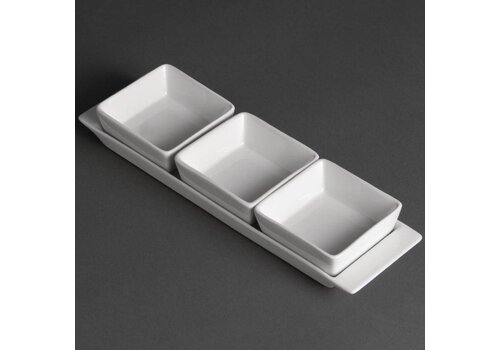  Olympia Serveerschaaltjes Wit met 3 bakjes | 2 stuks 