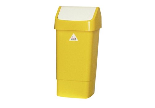  HorecaTraders Afvalbak Geel met Schommeldeksel | 50 Liter 