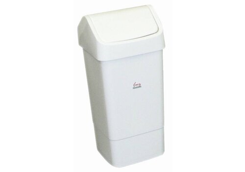  HorecaTraders Afvalbak Wit met Schommeldeksel | 50 Liter 