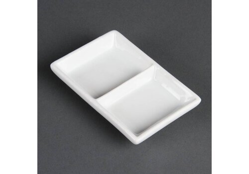  Olympia Serveerschaal 2 Vakken Wit Porselein | 12 stuks 