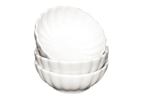  Olympia Geribbelde Witte Porselein Kom | 12 stuks 