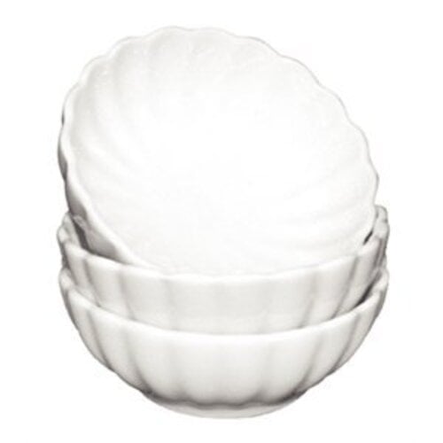  Olympia Geribbelde Witte Porselein Kom | 12 stuks 