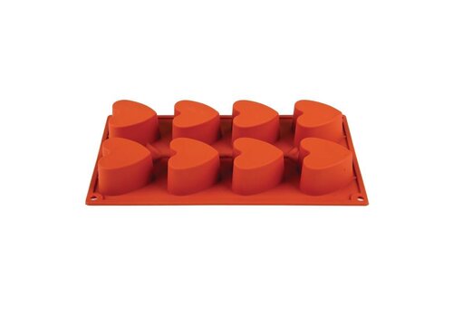  HorecaTraders Siliconen bakvormen | 8 hartjes 