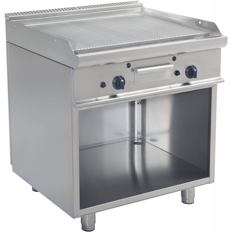 Gas Dubbele Grillplaat Geribbeld | 80x70x85cm