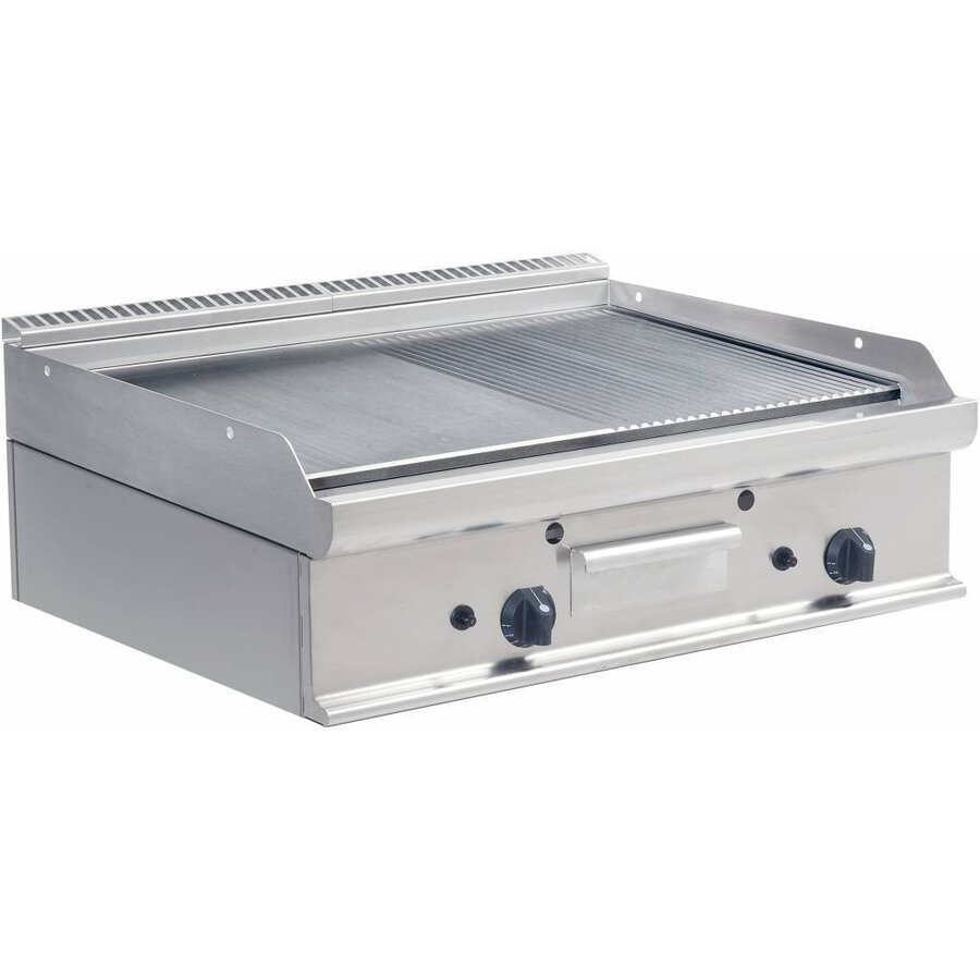 Gas Grillplaat Glad en Geribbeld | 80x70cm