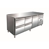 RVS Koelbank met 1 deur en 4 laden | 179,5 x 70 x 89/95 cm